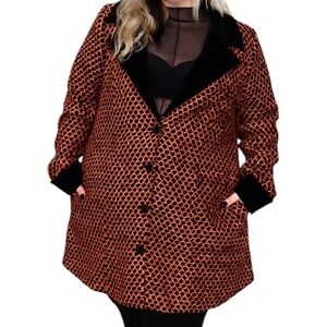 Foxblood suzy retro Coat with Black Velvet Trim
